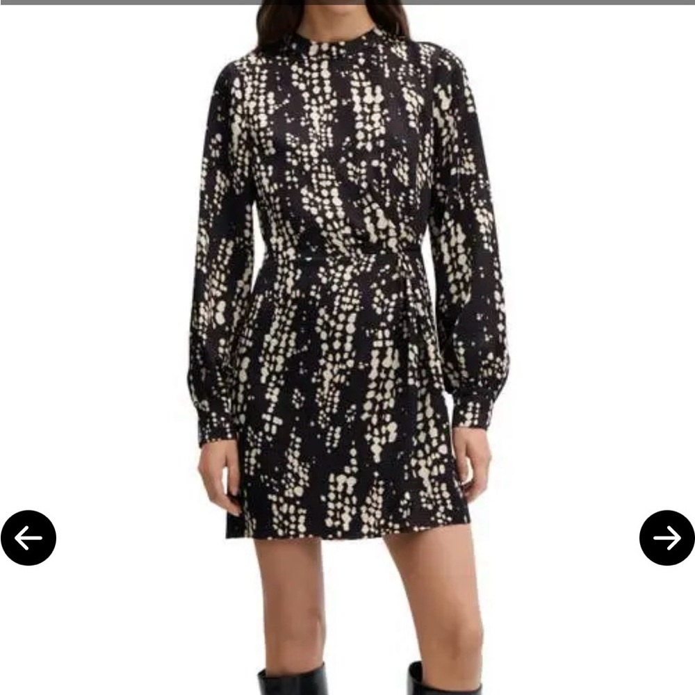 Elegant Black and Cream Women's Dress size Medium by Mango NWT